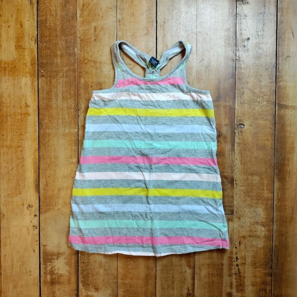 Gap dress 2T girls striped tank dress rainbow cotton summer pink mint green